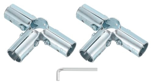 sourcing map 6Pcs Structural Pipe Connector, 4 Way Corner Fitting End Rail Clamps, Metal Joint Chain Link Fence Clamp Fit OD 1 Inch (25mm) Tube for Fence, Shelf Set-Ups