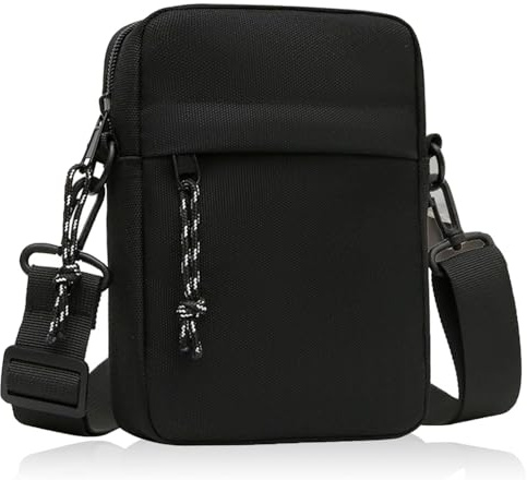 Tohrugue Sac Bandoulière Telephone pour Homme,Petite Sacoche Bandouliere Homme Femme,Sacoche Bandouliere Étanche Pochette Unisexe pour Voyage Randonnée et Sports (Noir)