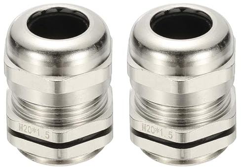 PATIKIL Waterproof Electrical Cable Glands, M20 2 Pcs 1/4 - 1/2 Nickel-Plated Brass Cord Grip Electric Wire Connector Wire Protector for Outdoor Cable Box Enclosure Junction Box
