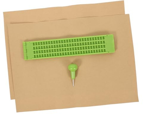 SAFIGLE Set di Scrittura Braille Leggero in Plastica Tavoletta Flessibile da 27 Righe e 30 Celle, Penna e 2 Fogli per Esercizi, Accessorio per Non Vedenti