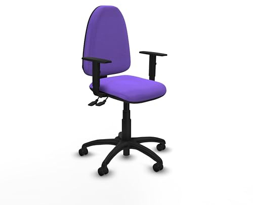 Piqueras y Crespo - Silla Basica de Oficina Aýna con Brazos 1D. Equipado con Contacto Permanente de Doble Maneta y Espuma de Corte. con Ruedas de Parqué. Lila