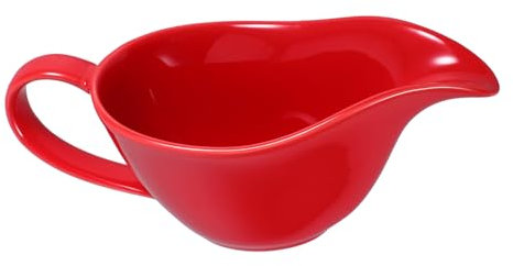 JECOMPRIS Bol à Sauce Porcelaine avec Bec Verseur Bol de avec Poignée Céramique Rouge Brillant pour Dresser et Servir des Sauces et Accompagnements