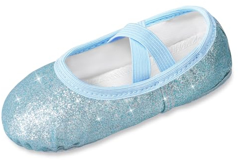 Comfyouth Chaussures de ballet pour filles - Chaussures de danse à paillettes - Ballerines à semelle fendue - Ballerines plates en cuir - Chaussures de ballerine - Chaussons de danse ballet avec