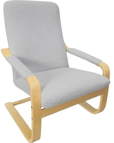 Domidekor Schwingsessel Bezug - Schwingstuhl Husse - Überzug für Relaxsessel - Abdeckung für Ruhesessel - Schutzhülle für Relaxstuhl - Oeko-Tex 100 - Elastisch Jacquard Fischgrät, Hellgrau