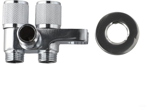 Zilimontt Zinc Alloy Angle Valve G1/2 Inch Double Outlet Two-Way Water Control Faucet for Shower Head Toilet Sink Basin Bathroom Kitchen Plumbing Fittings (Chrome)