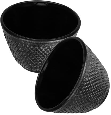 Uonlytech 2 pièces Lot de Tasses à Thé Fonte Style Kung Fu Résistantes et Isolantes Service Traditionnel Chinois pour Boissons Chaudes