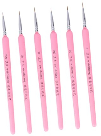 MAGICLULU 6 Stück Teiliges Profi detail malpinset mit Feiner Wolfhaarbürste Langlebig und Leicht für Aquarell Gouache und Öl Inklusive in Rosa für Präzises Miniaturmalen