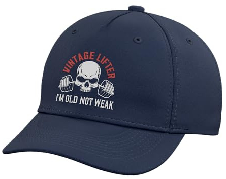 Vintage Lifter I'm Old Not Weak Adjustable Printed Baseball Hat, Navy Blue