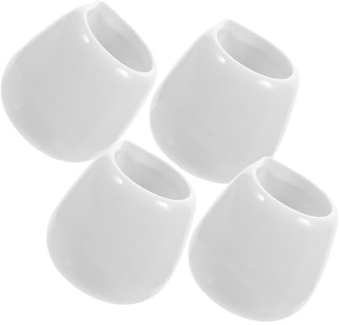 SUPVOX Lot de 4 Mini Saucières Blanches en Céramique Pure, sans Poignée, avec Bec Verseur Pratique, Bols à Sauce Polyvalents pour Restaurant Cuisine, Pot à Épices et Tasse à Lait,