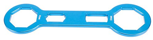 Fork Cap Wrench Aluminum Alloy Front Shock Absorber Wrench 46mm 50mm for CRF250R CRF450R CRF450X Easy Fork Cap Removal and Installation for Motorcycle Repair (Blue)