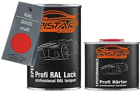 TRISTARcolor RAL 3000 Feuerrot matt 2K Autolack 1,5 Liter / 1500 ml Dose inkl. Härter