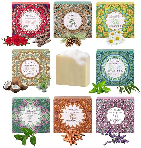 AEGEAN 100% Natural Bar Soap w/Organic Ingredients, Vegan Soap, Moisturizing, Handmade, Scented w/Premium Essential Oils, Body Soap Bars for Women & Men