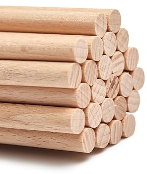 Mendi 25 Stück Rund Holzstäbe 25 cm 8 mm
