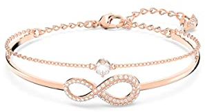 Swarovski Infinity bangle, Infinity, White, Rose gold-tone plated