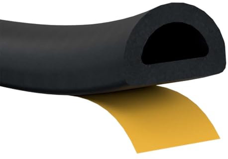 Stormguard 10 Metres, D Black EPDM Draught Excluder Self Adhesive Rubber Door Window Seal Roll