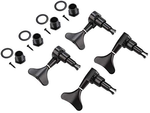 Alomejor 4 Stück Bassgitarren Stimmwirbel 2L2R Versiegelt Fischschwanzförmiger Knopfbass Gitarren Mechaniken Knöpfe für Precision Bass und Jazz Bass
