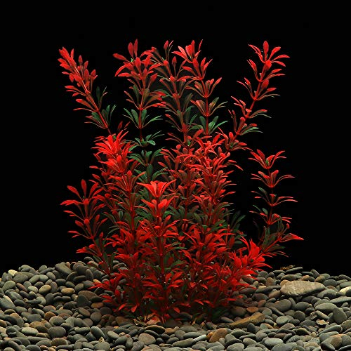 LYNKO Grandes Plante Aquarium Décorations en Plastique pour Aquarium - sans Danger pour Tous Les Poissons- 30cm x 10cm - Rouge