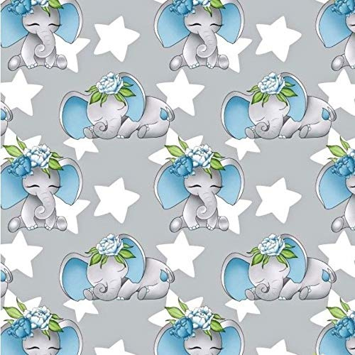 Pingianer 100 x 160 cm elefant, 100 % bomull, bomullstyg, barn, metervara, hantverk, sömnad, tyg (elefant, stjärnor, blå, 100 x 160 cm (11,99 €/m))