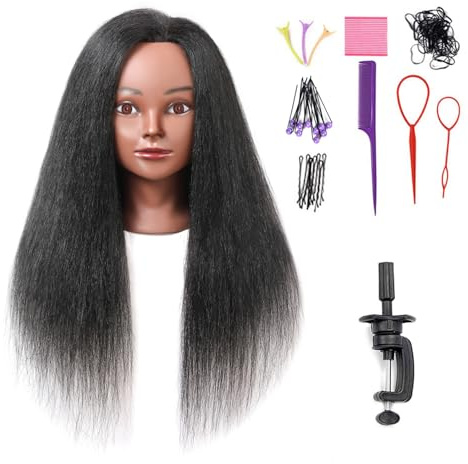 Armmu Tête de mannequin 100 % véritable 45,7 cm pour entraînement à tresser