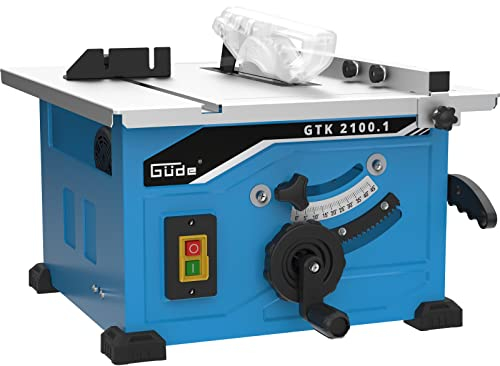 Güde Tischkreissäge GTK 2100.1 (1200 W, TÜV/GS, 2950 1/min, Schnitthöhe 45 mm, HM-Sägeblatt Ø 210 mm, Winkel- und Parallelanschlag, Anschluss für Absauganlage, Sägeblattschutz)