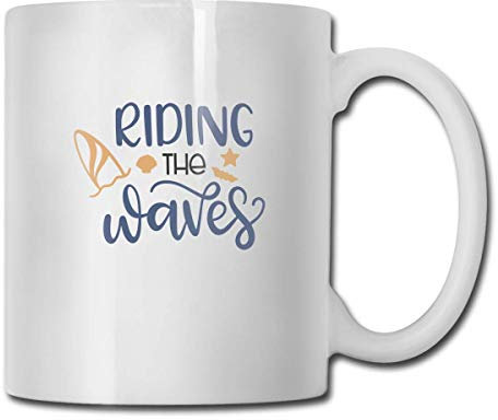 Novedad Tazas de café Riding The Waves SVG Archivo cortado Cerámica Té blanco Taza de leche 11 onzas