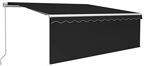 vidaXL Gelenkarmmarkise Einziehbar mit Jalousie LED Markise Sonnenmarkise Balkonmarkise Sonnenschutz Sichtschutz Garten Terrasse Balkon 4x3m Anthrazit