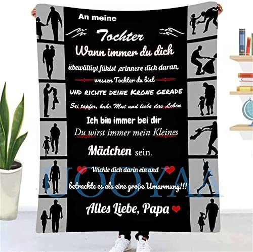 UOOYAA Personalisierte Kuscheldecke An Meine Tochter von Papa, Deutsche Papa für Tochter Briefdecke Positiv Ermutigen Flauschige Wohndecke für Couch Bett (Papa zu Tochter B,150×200cm)