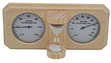 Sauna Kombi Instrument - Thermometer Hygrometer mit Sanduhr