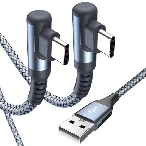 Cavo USB C 90 gradi [2 pezzi 1m] Cavo usb type-c ricarica rapida, nylon tipo C per i Phone 17 16 15 Pro Max, iPad Pro, Samsung Galaxy S26 S25 S24 S23, Sony, Xiaomi, Huawei, dispositivi USB C