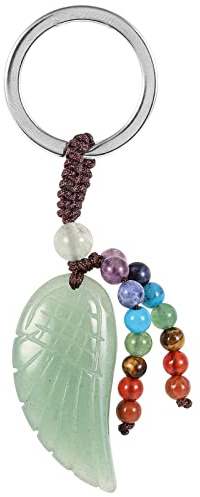 KYEYGWO Green Aventurine Crystal Angel Wing Keychains for Men Women