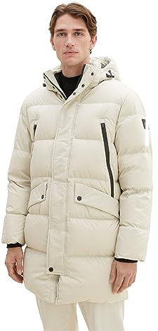 TOM TAILOR Herren Recycled Down Puffer-Parka mit Abnehmbarer Kapuze