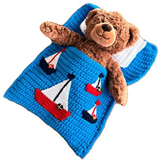 Puppenbettchen - Schlafsack für Puppen bis 30 cm oder Teddybär bis 30m mit Segelboote
