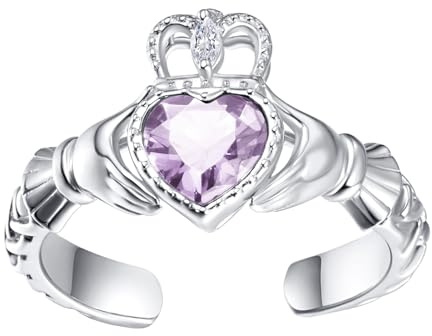 Claddagh Ring Damen Sterling Silber Irish Claddagh Ring Keltische Claddagh Juni Geburtsstein Ring Geschenke für Damen Mädchen