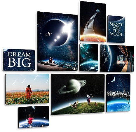 Giallobus - Conjunto de 10 Pinturas de Paneles múltiples - Metaphysical Space - Madera de MDF - | 2 x 42x29,7cm | 4 x 29,7x21cm | 4 x 21x14,85cm | - Listo para Colgar - Cuadros