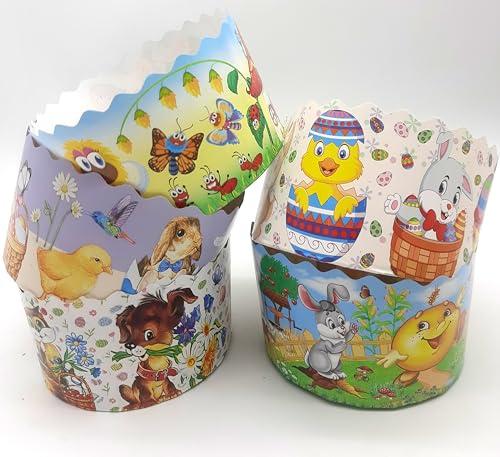 LOVARE Große Panettone-Papierform für Wandbilder, fabelhafte Kulich-Form, 12 Stück, H 9 cm x 13 cm, runde Panettone-Papier-Backformen, Pfannen, Papier, Panettone, Osterbrotbackformen