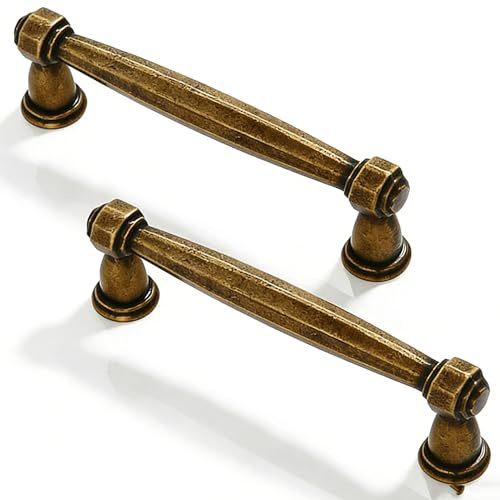 SYZOW 6 Stück Vintage Schrankgriffe 96mm Antik Messing Griffe Möbel Möbelgriffe Türgriffe küche Schubladengriffe küchengriffe Vintage Griffe für Bronze Küchenschränke