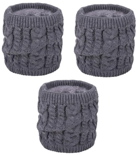 Amosfun 3stücke Winter Schal Mit Fleece-futter Strick-nackenschal Für Damen Und Herren Winddicht Einfarbig Vielseitig Kombinierbar Für Kalte Tage Dunkelgrau