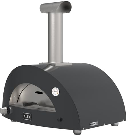 Alfa Forni Barbecue a Gas di Marca Modello Moderno 2 Pizze Hybrid Forno Pizza Grig. Ardesia