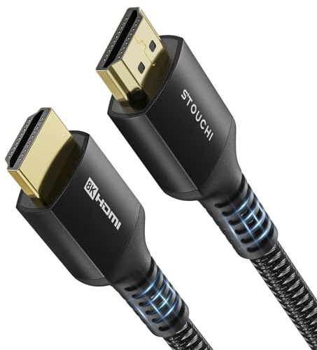 Stouchi 10K 8K Cable HDMI 2.1 de 0.5M,Certificado 48Gbps de Velocidad Ultra Alta 8K@60 4K@120/144Hz RTX 3080 eARC HDR10 HDCP2.2&2.3 Dolby Compatible con PS 5/Xbox Series X/Samsung/Sony/LG