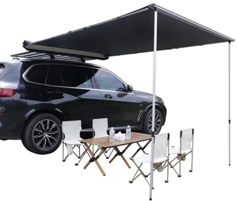 YVZYLXH Tenda da Tetto Auto, Tenda da Sole Retrattile UV50+ Impermeabile, Tendalino Laterale/Posteriore per Camion SUV Furgoni Camper da Campeggio Escursione Viaggio (Size 180x250cm/5.9x8.2ft)