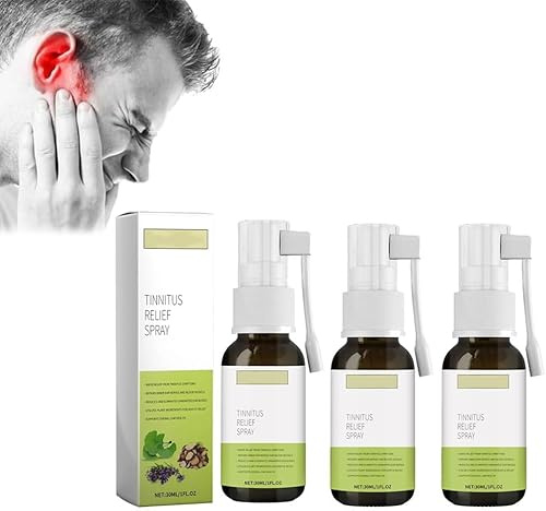 Brianelle Auridrip Tinnitus Relief Spray, Medilisk Tinnitus Relief Spray, Tinnitus Relief für klingende Ohren, Echo Ease Tinnitus Inhalator (3 Stück)