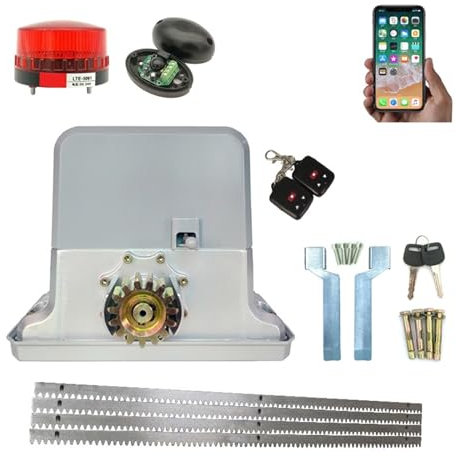 Kit de abridor automático de puerta corredera, Operador automático de puerta corredera de 1800KGS de Motor AC220V/110V como Motor de puerta de cierre de puerta (sensor, botón, lámpara, opcional) Paque
