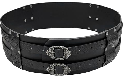 keland Mittelalter Gürtel Wikinger Breiter Taillengürtel Renaissance Zubehör für Halloween Cosplay Kostüm