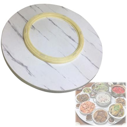 Grand plateau de service rond pivotant à 360° en bois Ø90 cm pour service hôtelier facile à atteindre Blanc