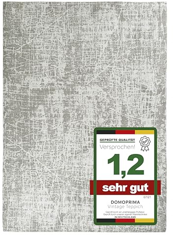 DOMOPRIMA Vintage Teppich ca. 160 x 230 cm für Wohnzimmer Schlafzimmer Esszimmer Kurzflor modern zeitlos schön robust waschbar antirutsch Rückseite pflegeleicht OEKOTEX