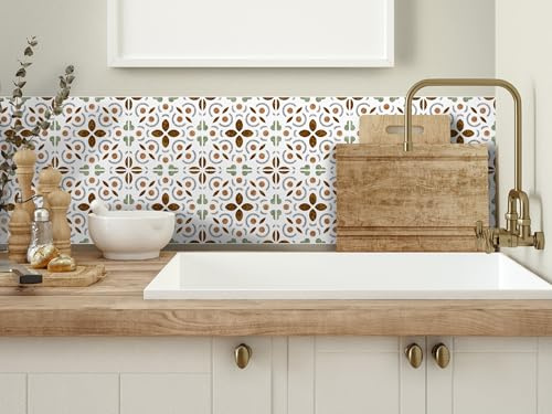 CAMELEO Crédence cuisine adhésive vinyle effet carreaux de ciment Granada, 200 x 40 cm - Convient aussi comme adhésif décoratif pour meuble - résistant et imperméable