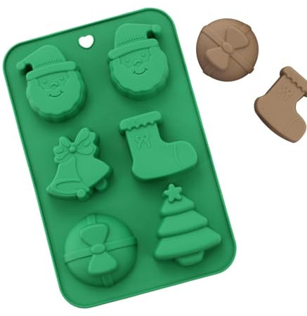 JIEBWCHA Stampi per cioccolatini natalizi, in silicone, per pasticceria, cioccolatini, caramelle, fondente, gelatine
