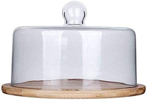 XAoSCd Soportes para Pasteles 7/8/10 Bandeja para Pasteles Placa De Madera Acanalada Cubierta para Conservación De Frutas Y Repostería Cúpula De Vidrio Antipolvo,26 * 26 * 12CM