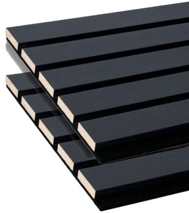 FORESTEA Lot de 2 Panneaux tasseaux Bois MDF Acoustic décor chêne Lave sur Feutrine 2600x300x17mm PEFC 70%