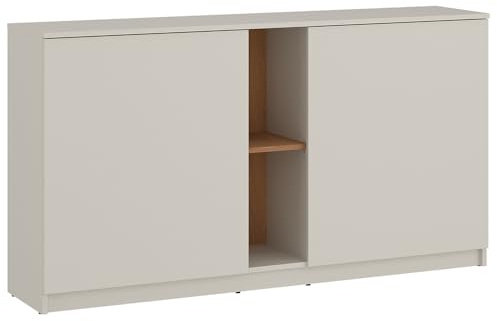 Lomadox Sideboard in Kaschmir mit Eiche 2 Türen 2 offene Fächer 3 Einlegeböden grifflos minimalistisch Wohnzimmer TV-Möbel Fernsehtisch B/H/T ca.150/84,8/40 cm
